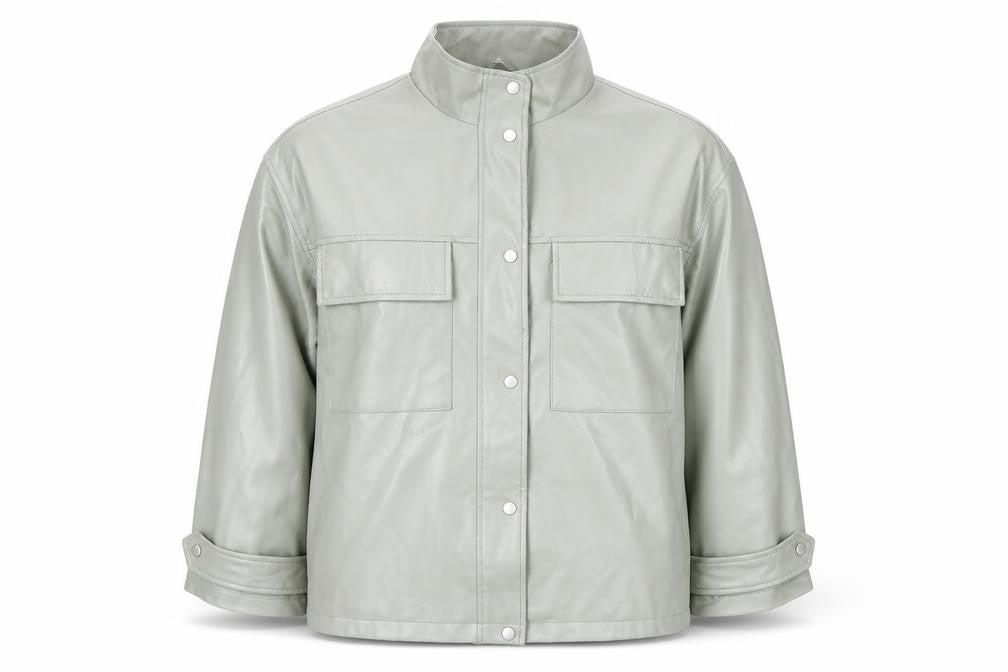 Front view of ASOS Women's Grey Jacket Snap Closure, size 18