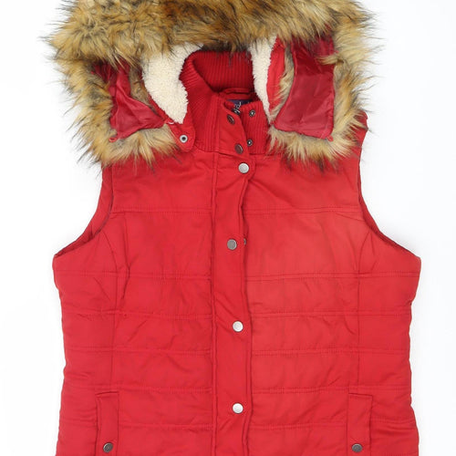 Long Tall Sally Red Padded Hooded Waistcoat for Women