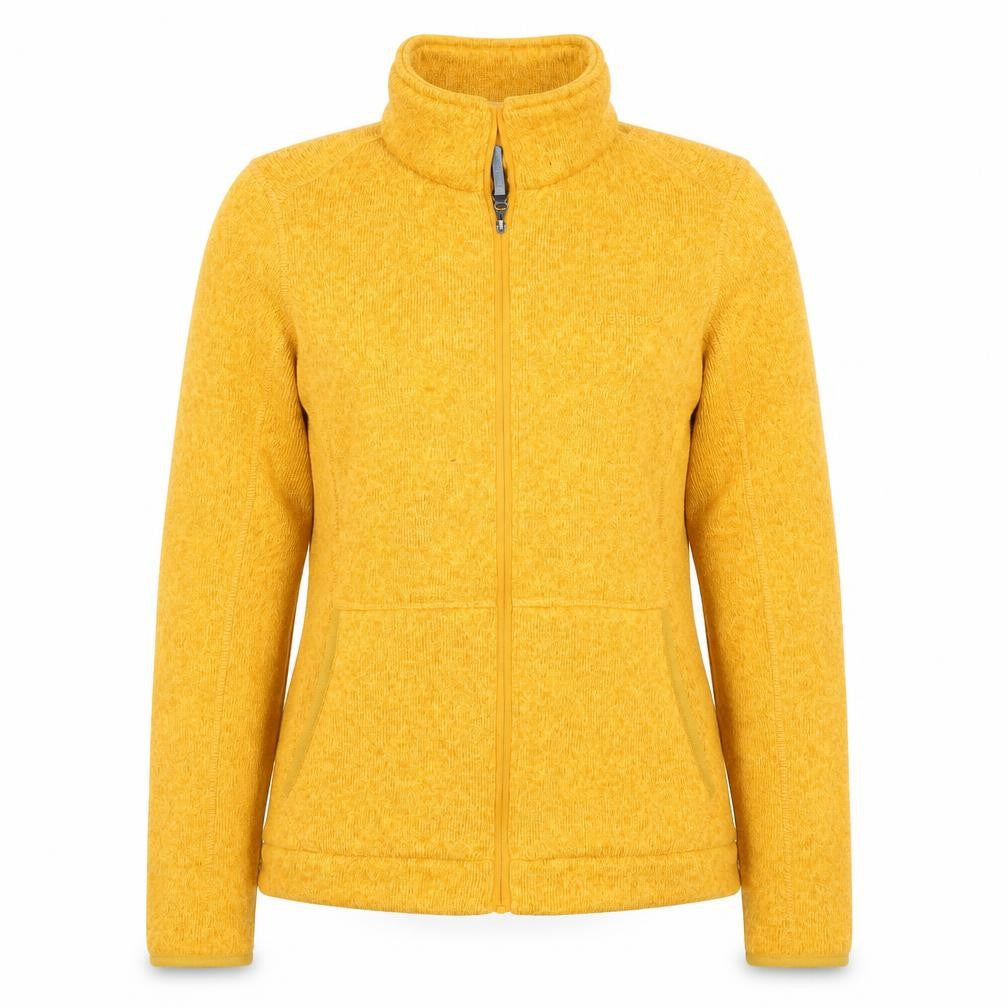 Front view of Brasher Women's Yellow Knit Jacket, S, Autumn Casual