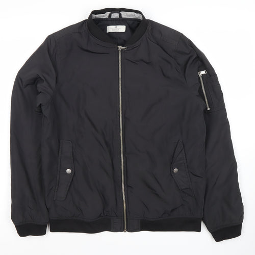 H&M Boys Black Bomber Jacket 12-14Y Regular Fit