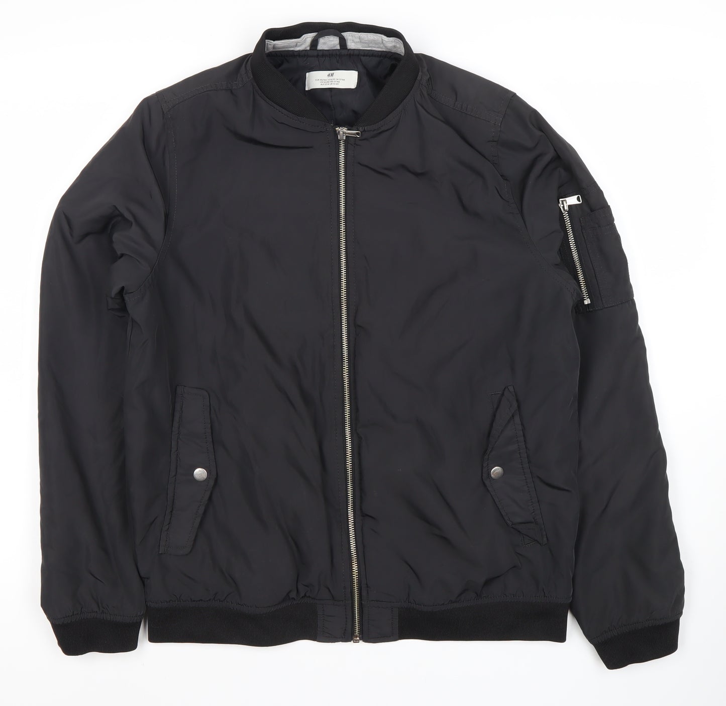 H&M Boys Black Bomber Jacket 12-14Y Regular Fit