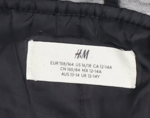 H&M Boys Black Bomber Jacket 12-14Y Regular Fit