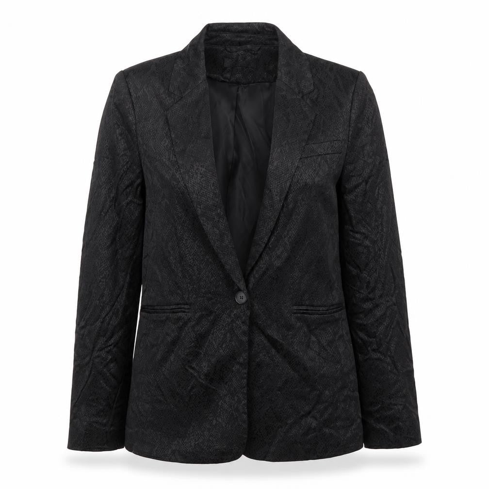 Front view of H&M Women's Black Blazer, size 10, Lined, Formal