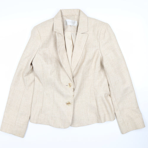 Debenhams Women's Beige Blazer Size 12 Two-Button Classic