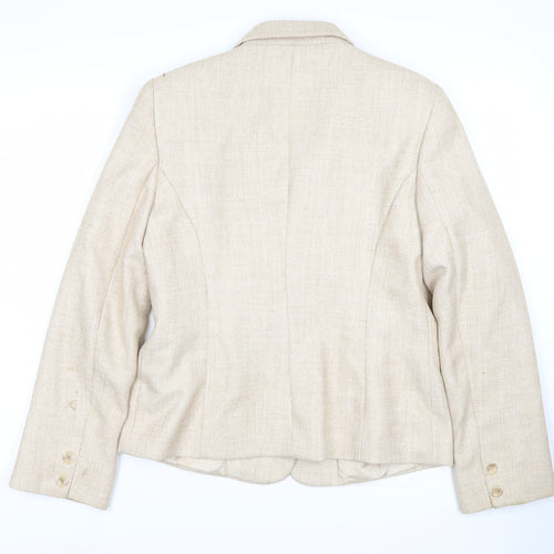 Debenhams Women's Beige Blazer Size 12 Two-Button Classic