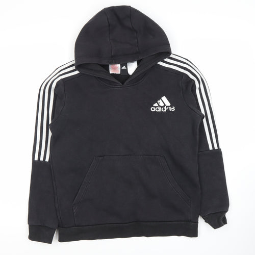 Adidas Boys Black Pullover Hoodie Size 13-14 Years