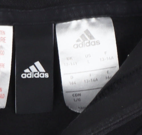 Adidas Boys Black Pullover Hoodie Size 13-14 Years