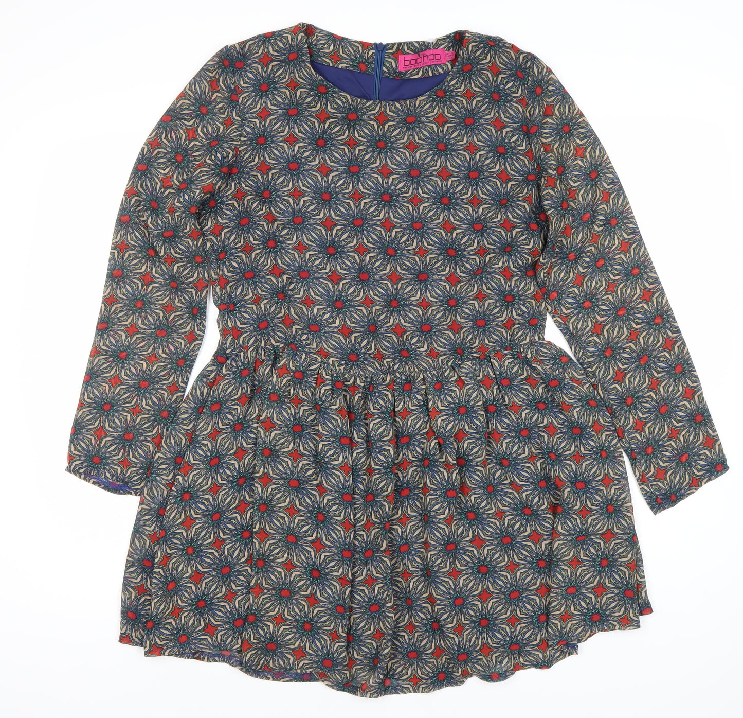 Boohoo Women's Multicoloured Fit & Flare Dress Size 12