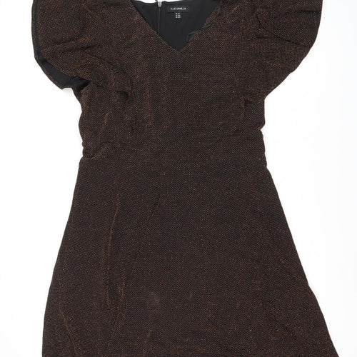 Blue Vanilla Women's Black V-Neck Short Sleeve Dress