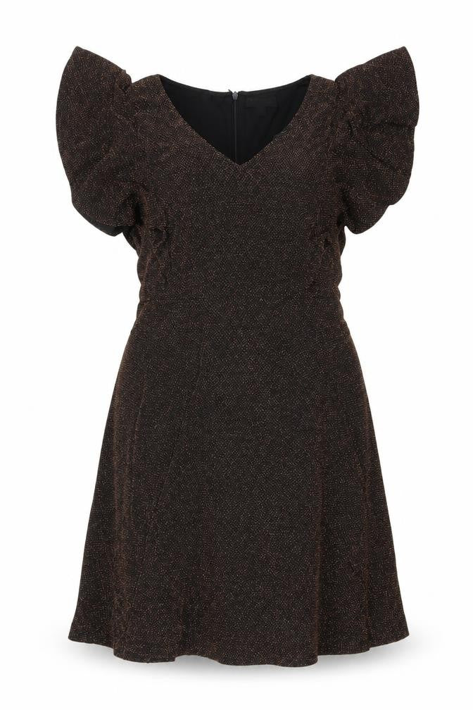 Blue Vanilla Women's Black V-Neck Short Sleeve Dress