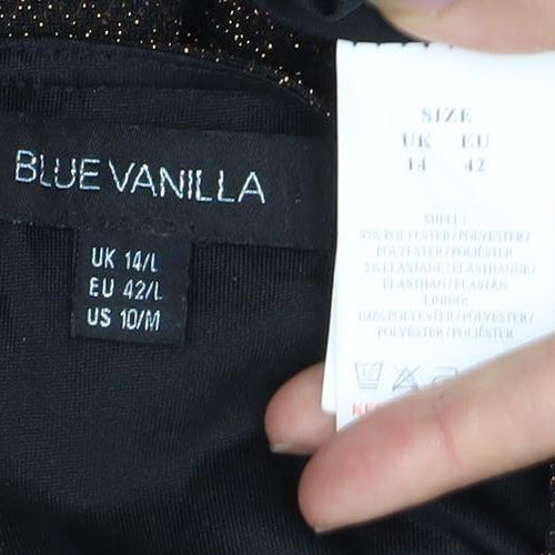Blue Vanilla Women's Black V-Neck Short Sleeve Dress