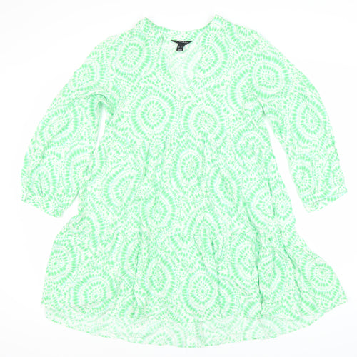 New Look Women's Green Geometric Tunic Dress Size 10