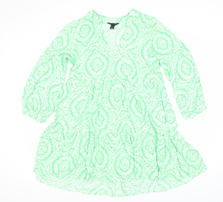 New Look Women's Green Geometric Tunic Dress Size 10