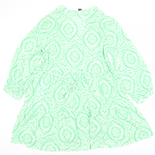New Look Women's Green Geometric Tunic Dress Size 10