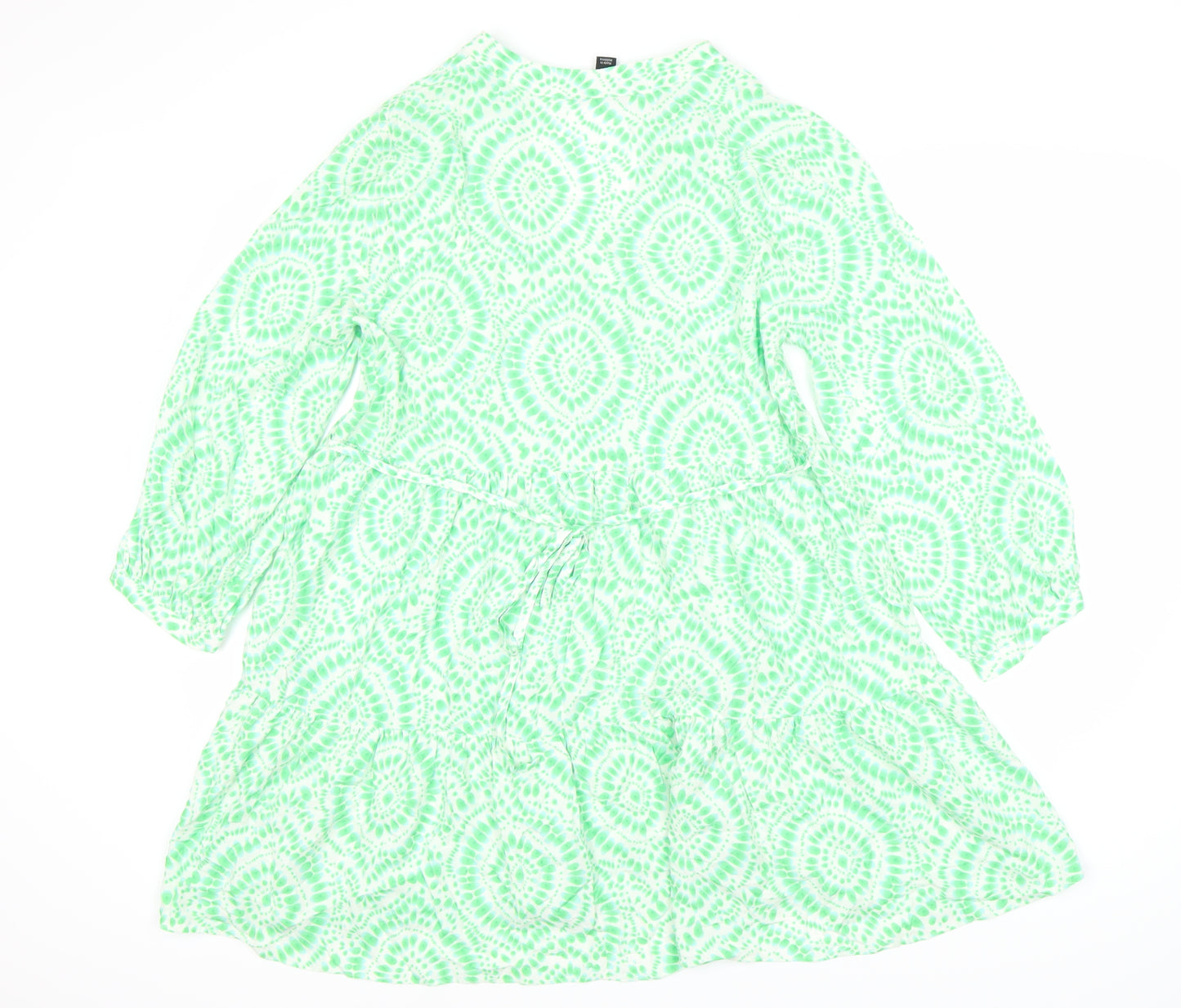 New Look Women's Green Geometric Tunic Dress Size 10