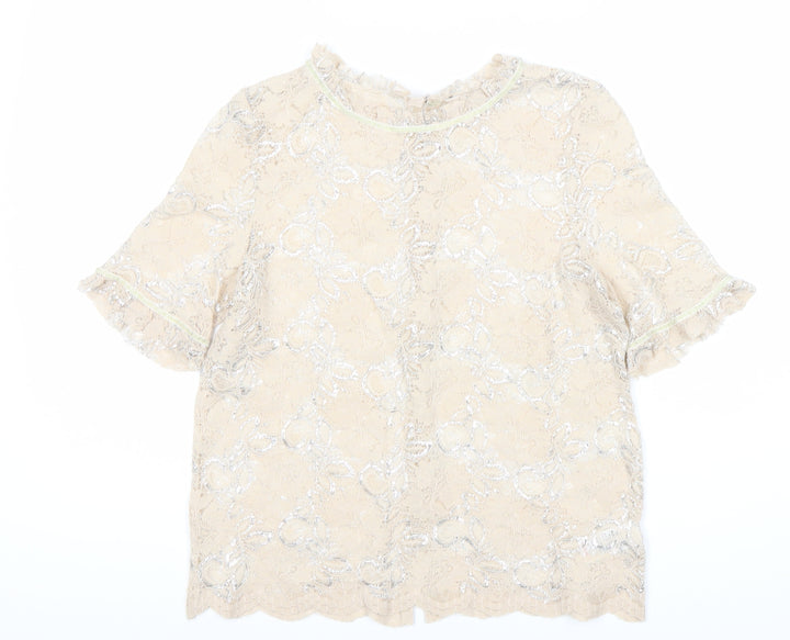 Next Women's Beige Lace Blouse Size 10