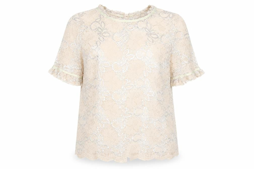 Front view of Next Women's Beige Lace Blouse, size 10