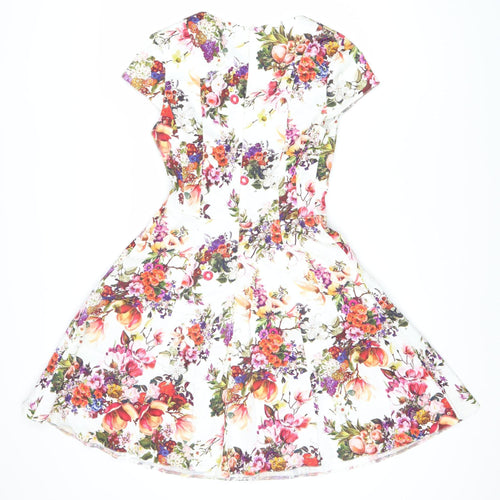 Oasis Women's Multicoloured Floral Fit & Flare Dress Size 8