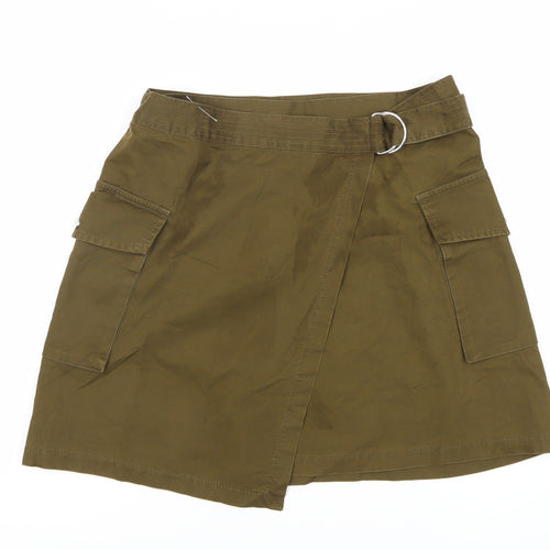 H&M Women's Green Cargo Skirt Size 12, Cotton Canvas