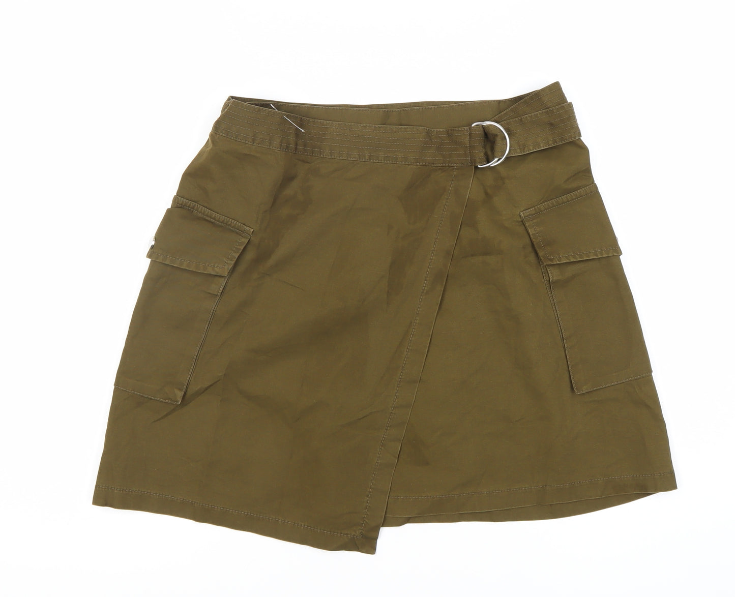 H&M Women's Green Cargo Skirt Size 12, Cotton Canvas