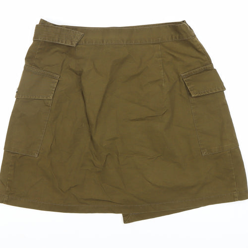 H&M Women's Green Cargo Skirt Size 12, Cotton Canvas