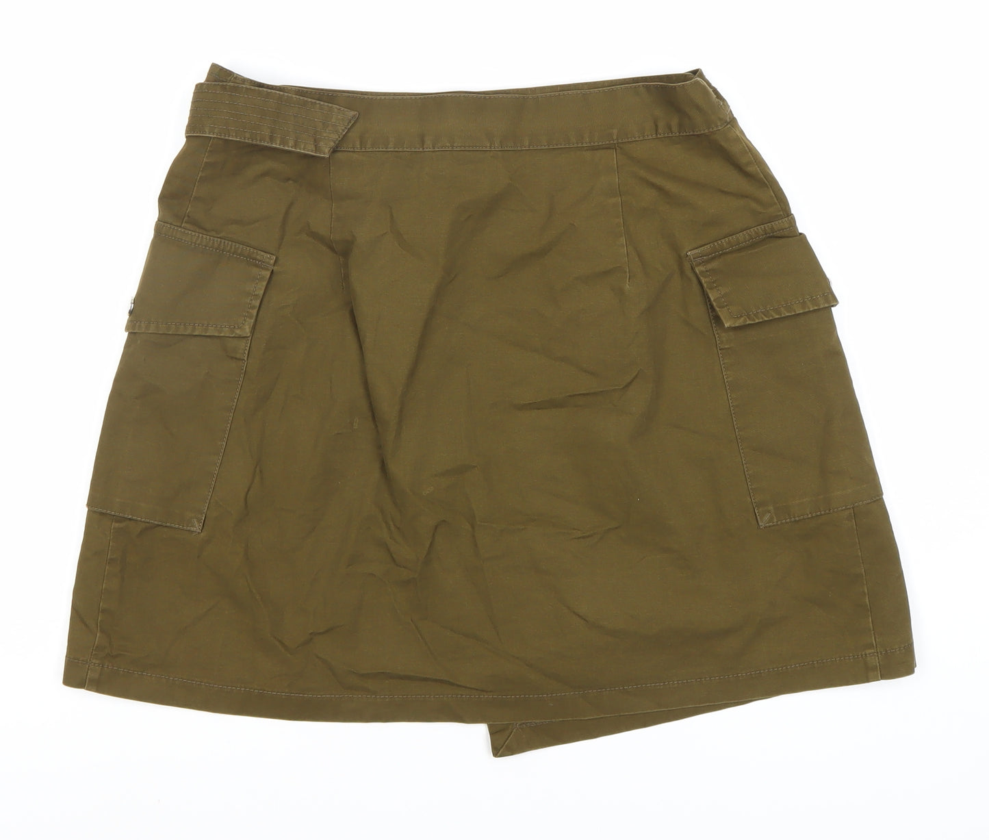 H&M Women's Green Cargo Skirt Size 12, Cotton Canvas