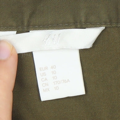 H&M Women's Green Cargo Skirt Size 12, Cotton Canvas