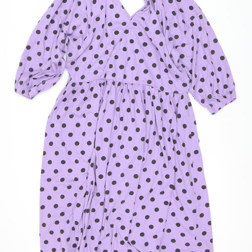ASOS DESIGN Women's Purple Polka Dot Dress, Size 16