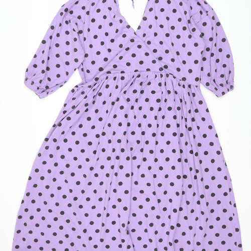 ASOS DESIGN Women's Purple Polka Dot Dress, Size 16