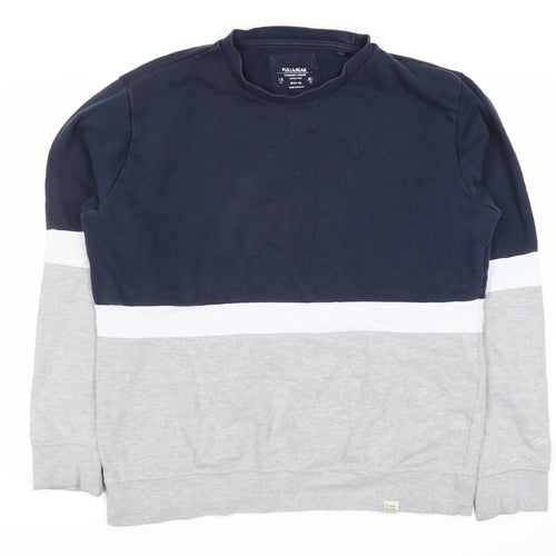Pull&Bear Men's Sweatshirt Blue Grey L Pullover