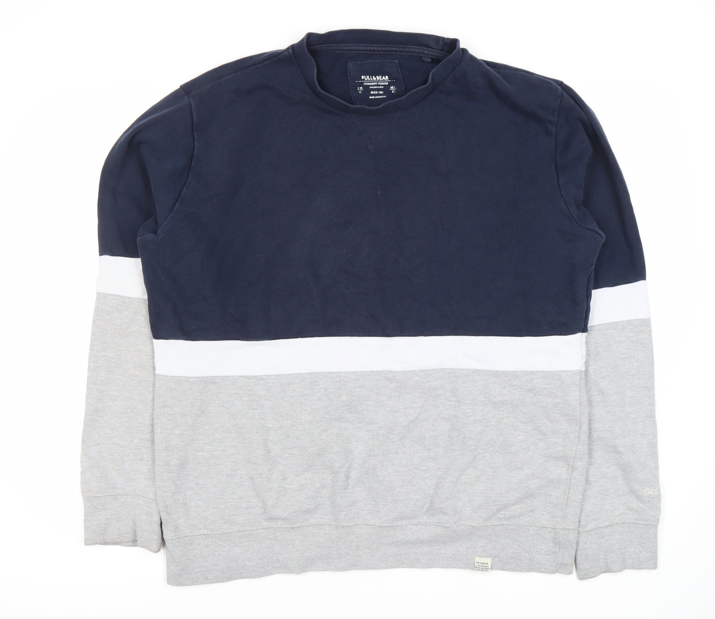 Pull&Bear Men's Sweatshirt Blue Grey L Pullover