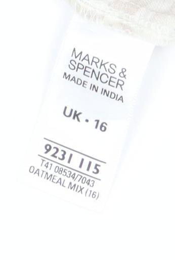 Marks and Spencer Women's Beige Floral Linen Blouse, Size 16