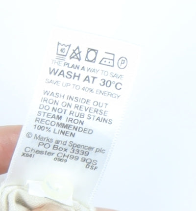 Marks and Spencer Women's Beige Floral Linen Blouse, Size 16