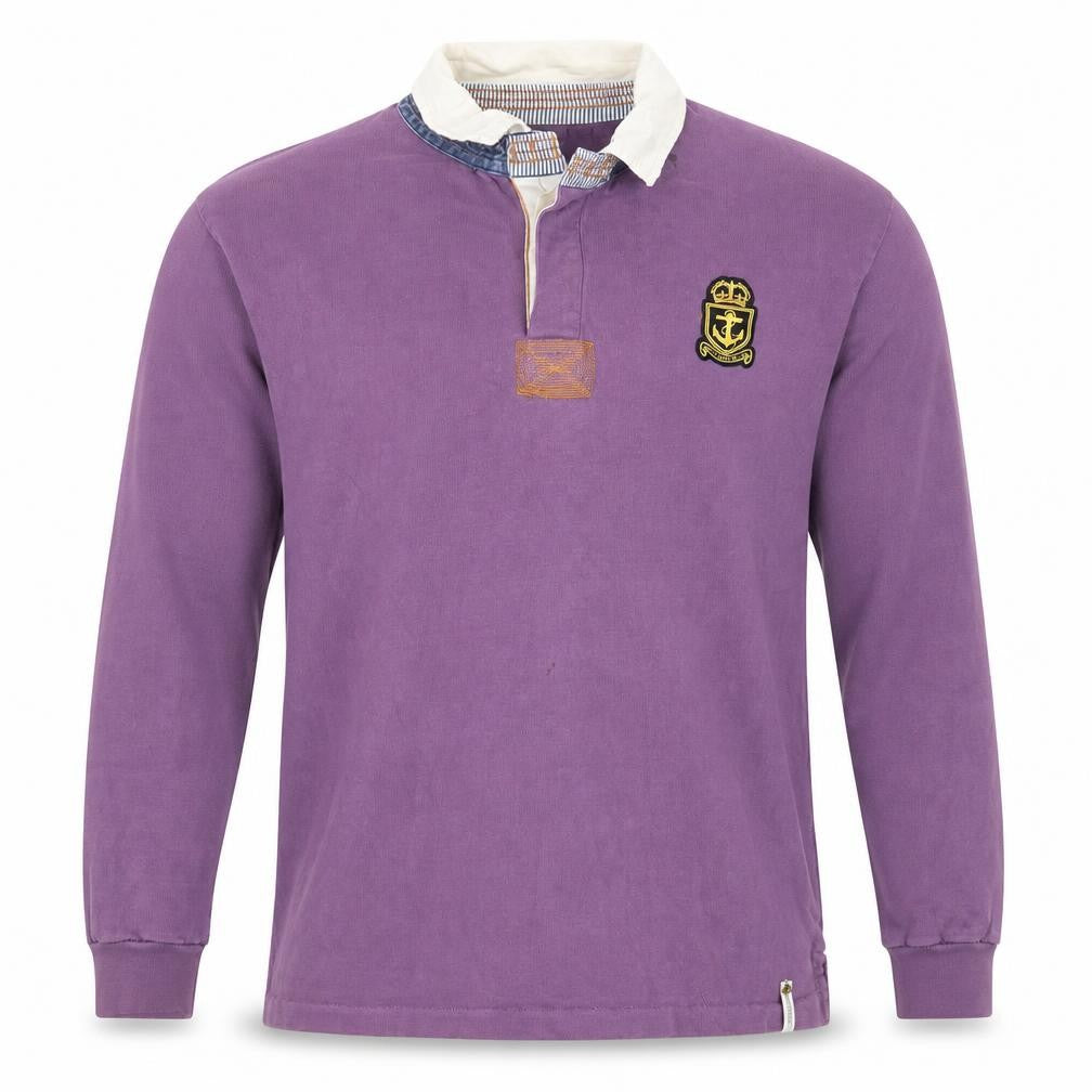 Front view of Spalding & Company Men's Purple Long Sleeve Polo
