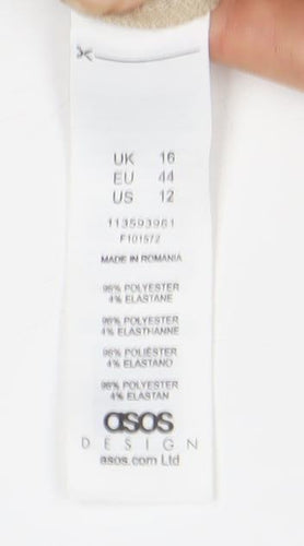 ASOS Women’s Beige Wide-Leg Striped Trousers UK 16