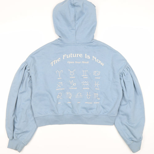 H&M Women's Blue 2XS Pullover Hoodie with Celestial Print