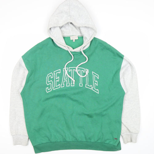 Pull&Bear Teen Green Hoodie, Medium, College Style