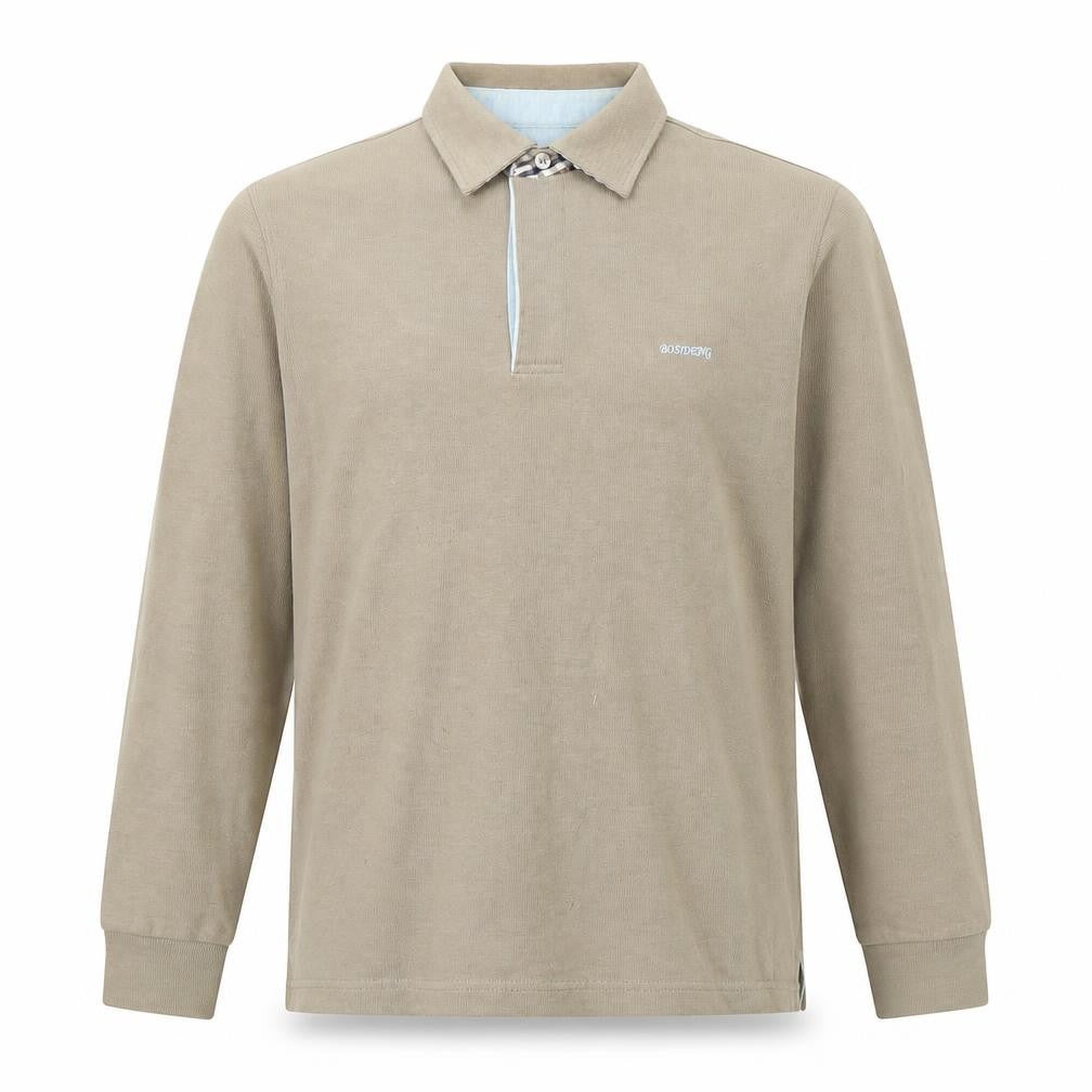 Front view of Bosideng Men's Beige Long Sleeve Polo M