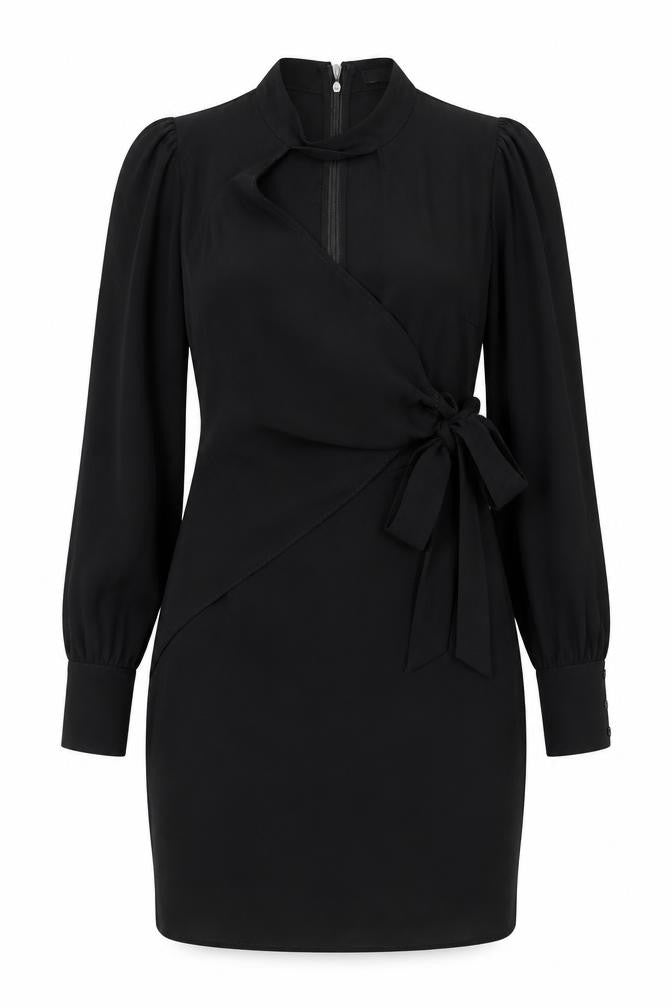 Front view of Very Women's Black Dress, size 8, with Bow Accent