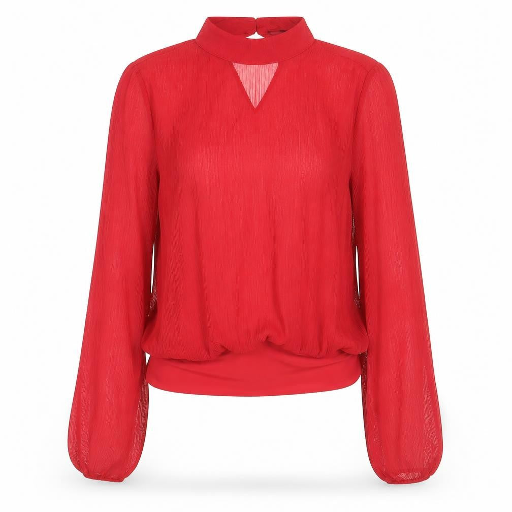 Front view of Next Women's Red High Neck Blouse, size 10