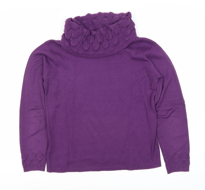 Sarah Hamilton Women's Purple Cowl Neck Jumper, S, Knit