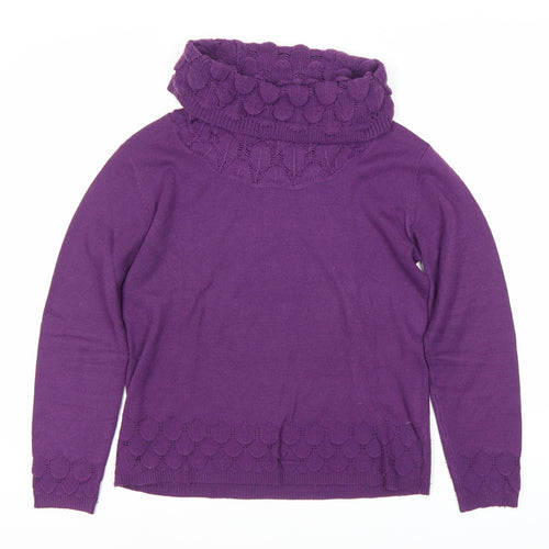 Sarah Hamilton Women's Purple Cowl Neck Jumper, S, Knit