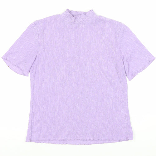 Marks and Spencer Purple Women's High Neck T-Shirt, Size 10