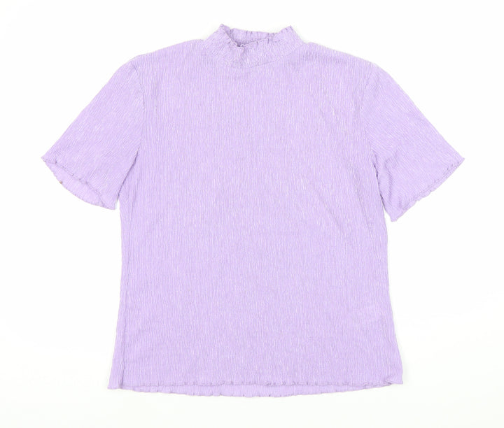 Marks and Spencer Purple Women's High Neck T-Shirt, Size 10