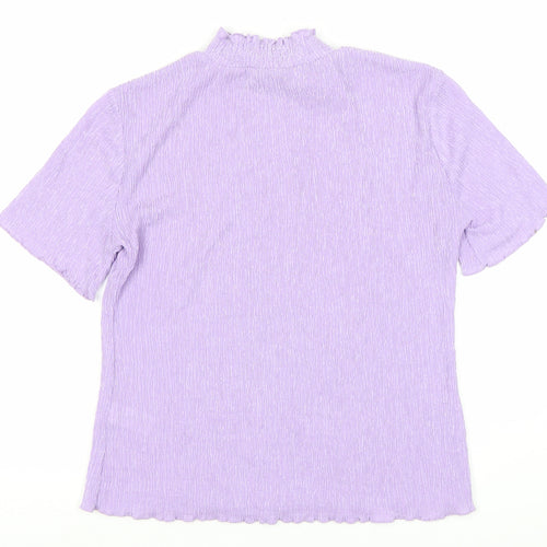 Marks and Spencer Purple Women's High Neck T-Shirt, Size 10