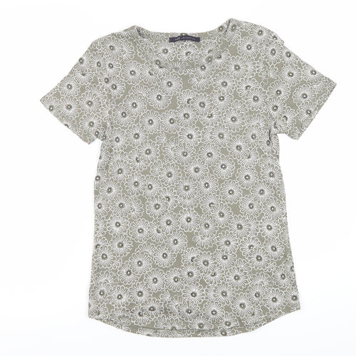Marks and Spencer Floral T-Shirt, Women, Green, Size 12