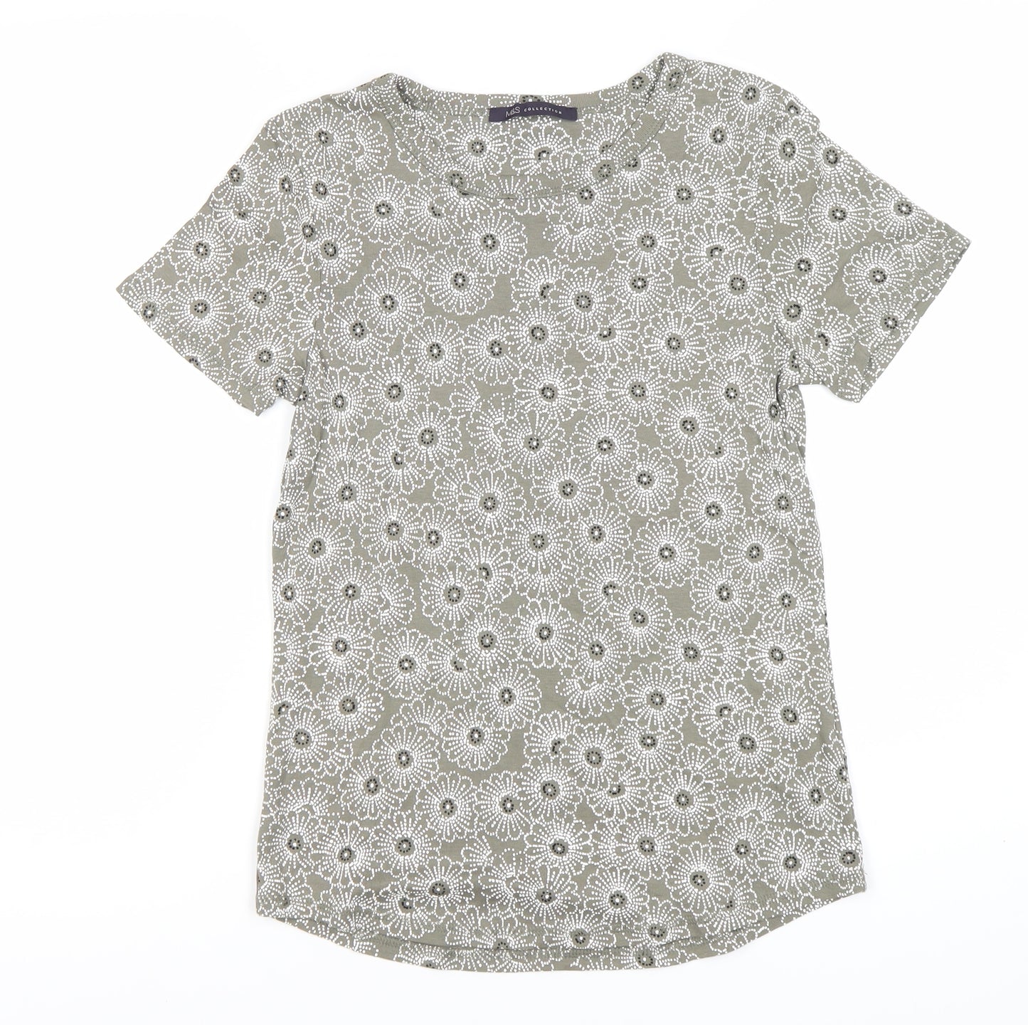Marks and Spencer Floral T-Shirt, Women, Green, Size 12