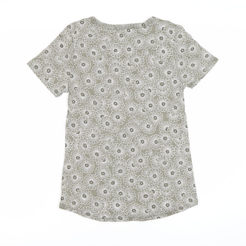 Marks and Spencer Floral T-Shirt, Women, Green, Size 12