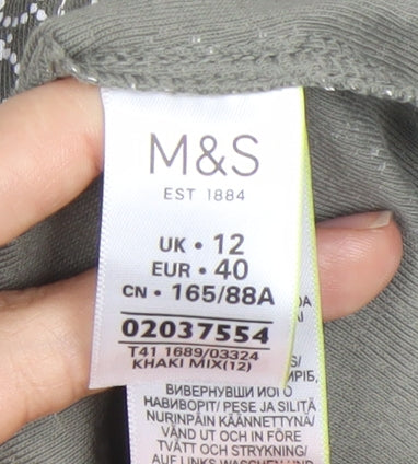 Marks and Spencer Floral T-Shirt, Women, Green, Size 12