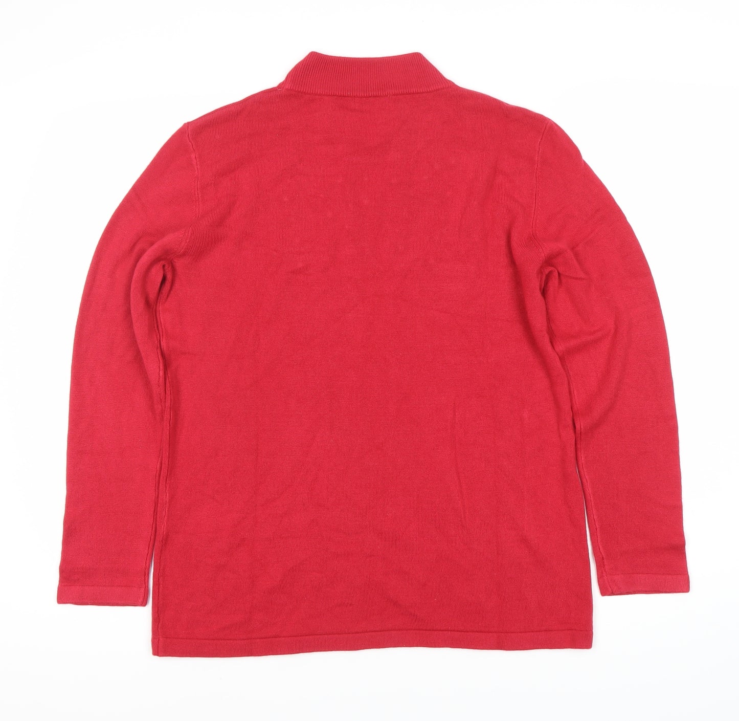 Damart Women's Red High Neck Studded Jumper, M, Pullover